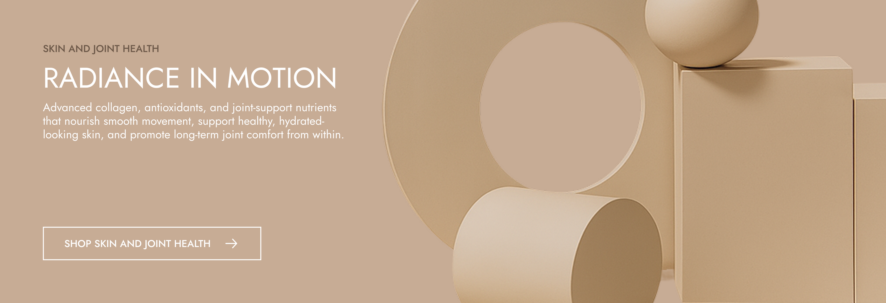 Beige geometric shapes on a beige background with text about men's and joint health.